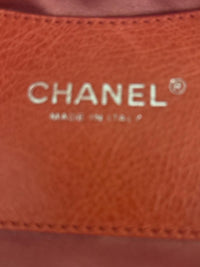Chanel Coral Red Quilted Caviar Leather CC Tote