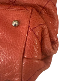 Chanel Coral Red Quilted Caviar Leather CC Tote