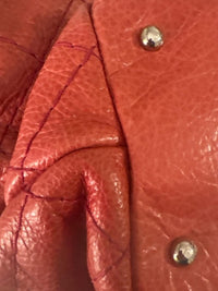 Chanel Coral Red Quilted Caviar Leather CC Tote