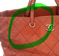 Chanel Coral Red Quilted Caviar Leather CC Tote