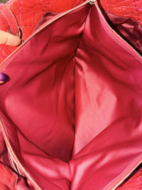 Chanel Coral Red Quilted Caviar Leather CC Tote