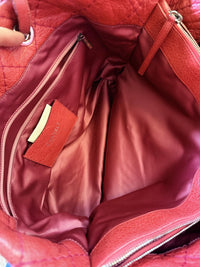 Chanel Coral Red Quilted Caviar Leather CC Tote