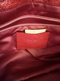 Chanel Coral Red Quilted Caviar Leather CC Tote