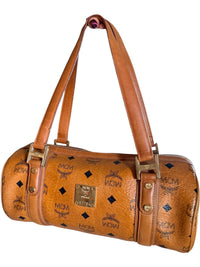 MCM Vintage Cognac Visetos Barrel Shoulder Bag