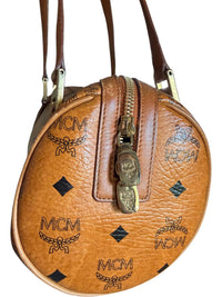 MCM Vintage Cognac Visetos Barrel Shoulder Bag
