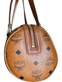 MCM Vintage Cognac Visetos Barrel Shoulder Bag