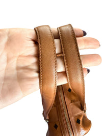 MCM Vintage Cognac Visetos Barrel Shoulder Bag