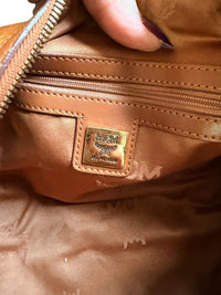 MCM Vintage Cognac Visetos Barrel Shoulder Bag