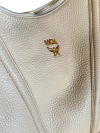 MCM Klara Medium Hobo Bag Beige Pebbled Leather Gold Hardware
