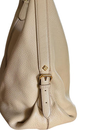 MCM Klara Medium Hobo Bag Beige Pebbled Leather Gold Hardware