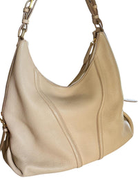 MCM Klara Medium Hobo Bag Beige Pebbled Leather Gold Hardware