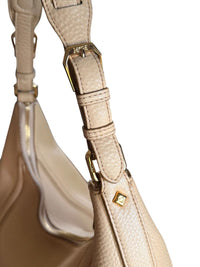 MCM Klara Medium Hobo Bag Beige Pebbled Leather Gold Hardware