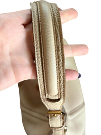 MCM Klara Medium Hobo Bag Beige Pebbled Leather Gold Hardware