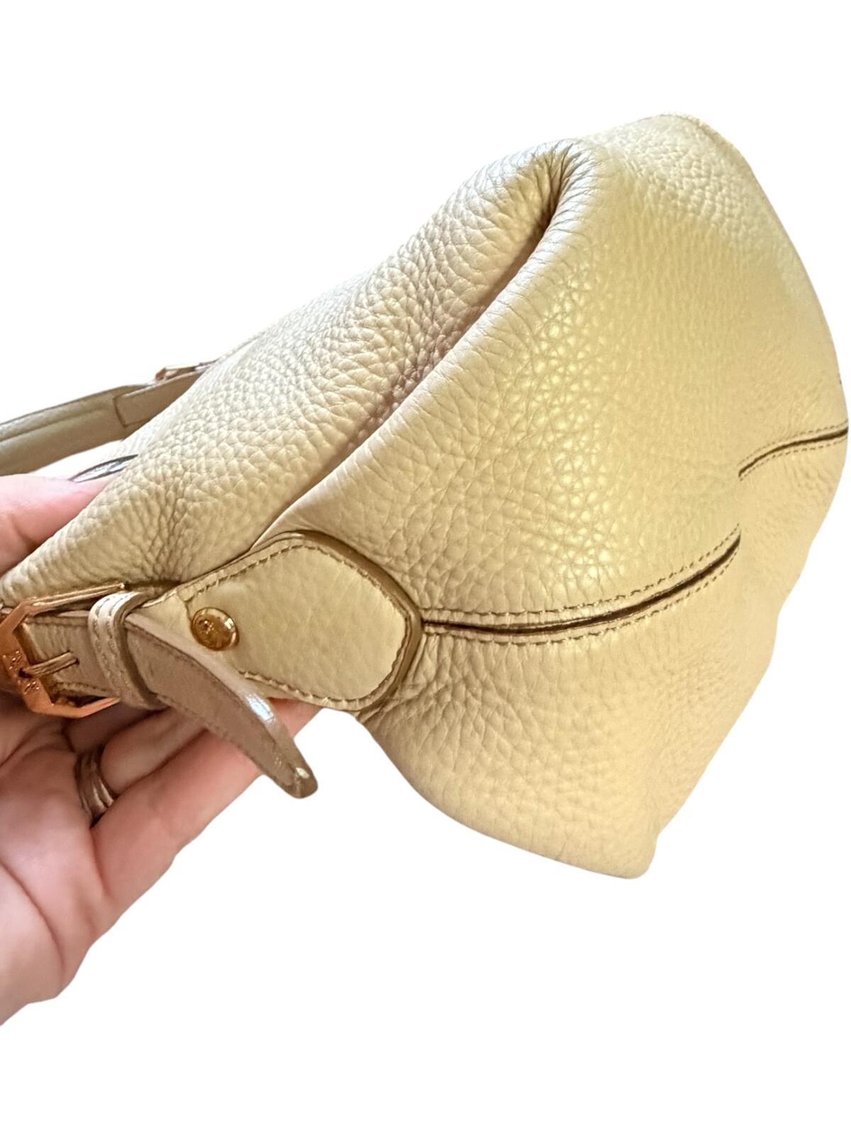 MCM Klara Medium Hobo Bag Beige Pebbled Leather Gold Hardware