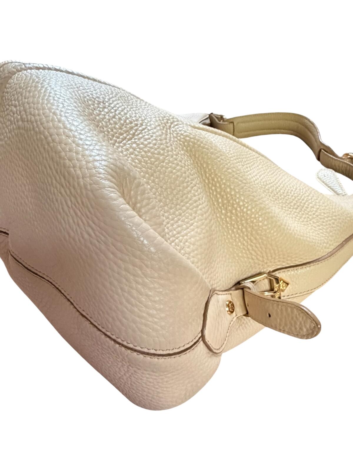 MCM Klara Medium Hobo Bag Beige Pebbled Leather Gold Hardware