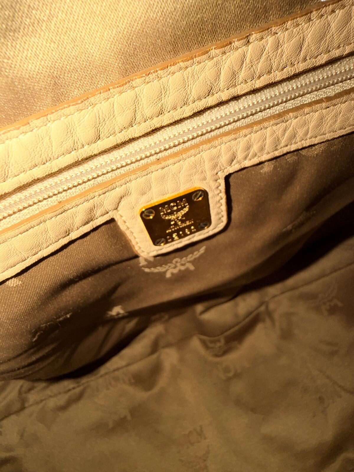 MCM Klara Medium Hobo Bag Beige Pebbled Leather Gold Hardware