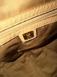 MCM Klara Medium Hobo Bag Beige Pebbled Leather Gold Hardware