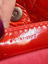 Christian Dior Lady Dior Cannage Orange Patent Leather Tote Bag Silver Hardware