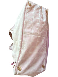 Chanel Pink Travel Line Tote Bag CC Jacquard Canvas Leather Handles Italy