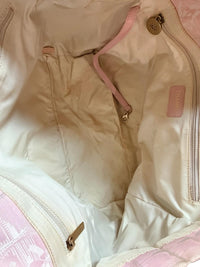Chanel Pink Travel Line Tote Bag CC Jacquard Canvas Leather Handles Italy