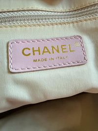 Chanel Pink Travel Line Tote Bag CC Jacquard Canvas Leather Handles Italy