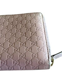 Gucci Pink Microguccissima Bow Wallet Embossed Leather Zip-Around