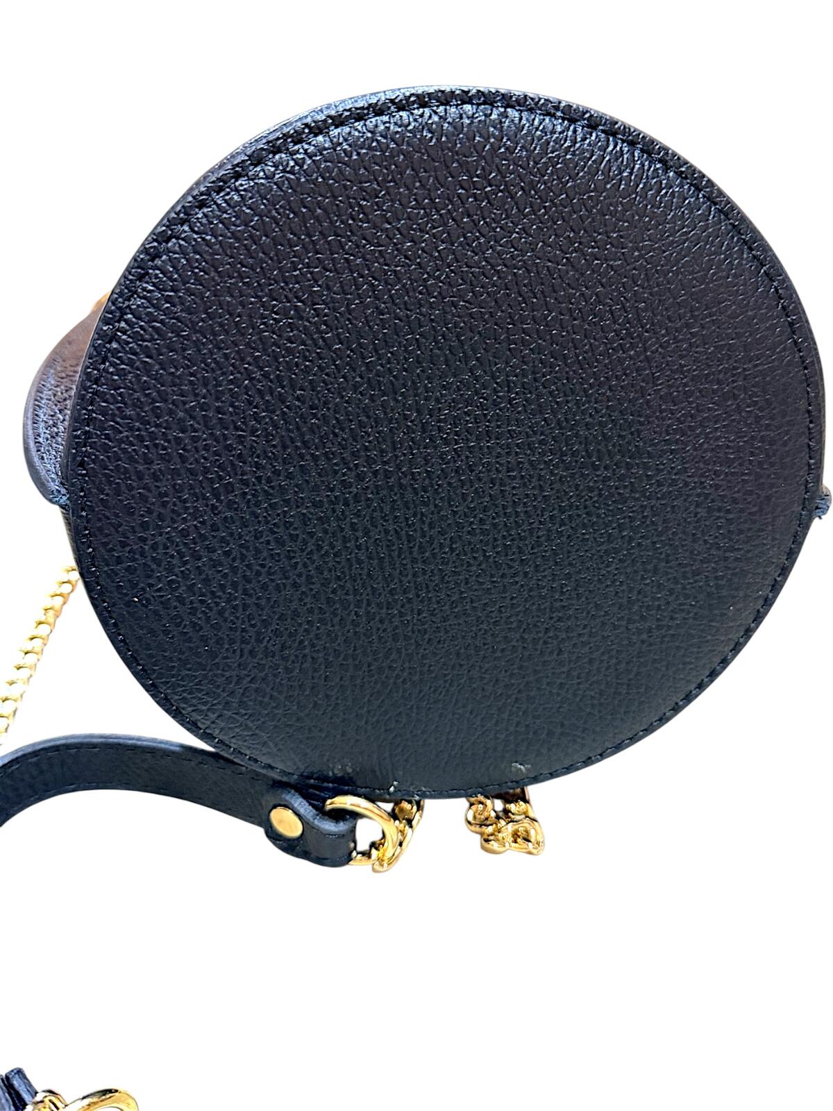 Massimo Castelli Black Leather Bucket Bag with Gold Chain Strap