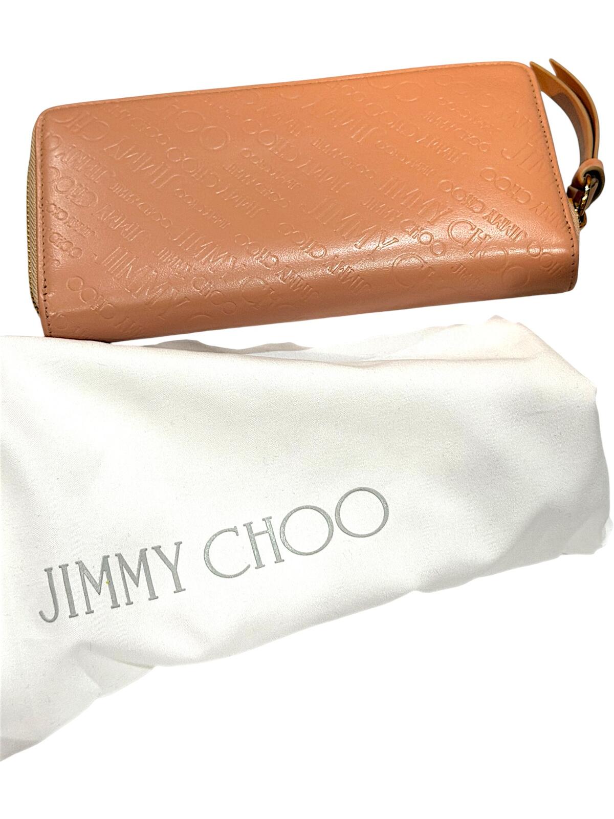 Jimmy Choo Pink Embossed Leather Zip-Around Wallet