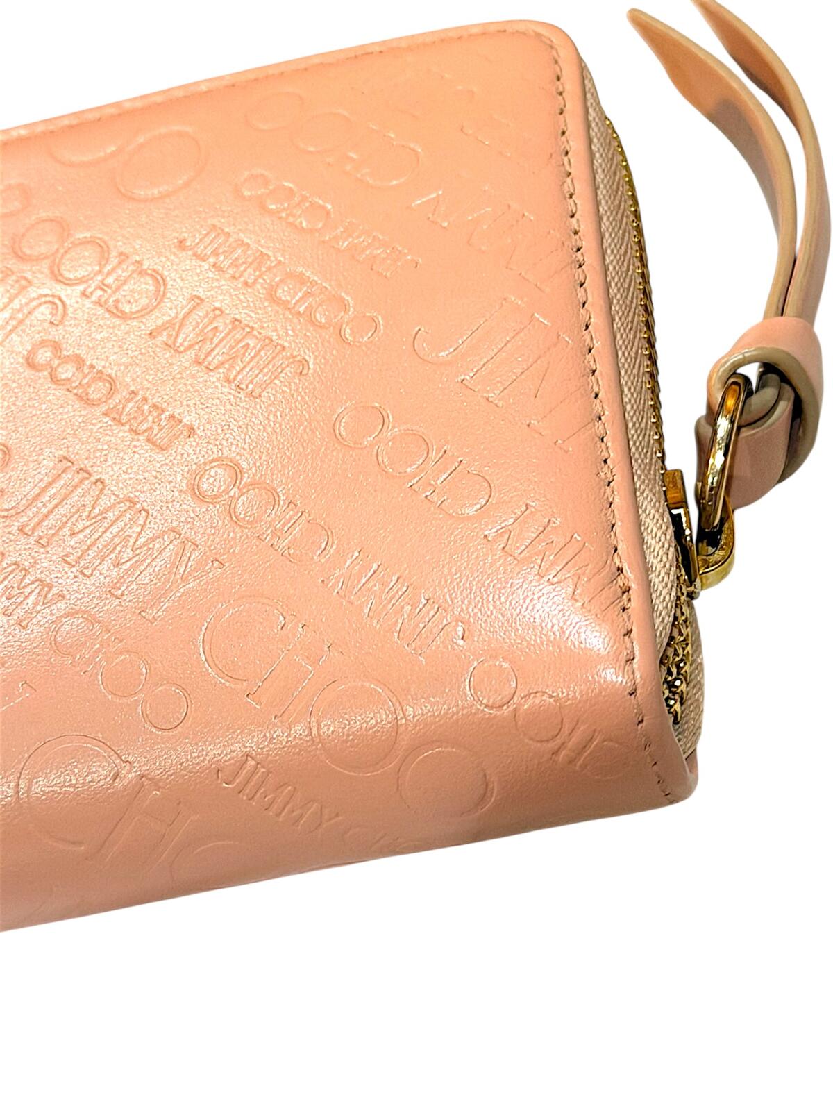 Jimmy Choo Pink Embossed Leather Zip-Around Wallet
