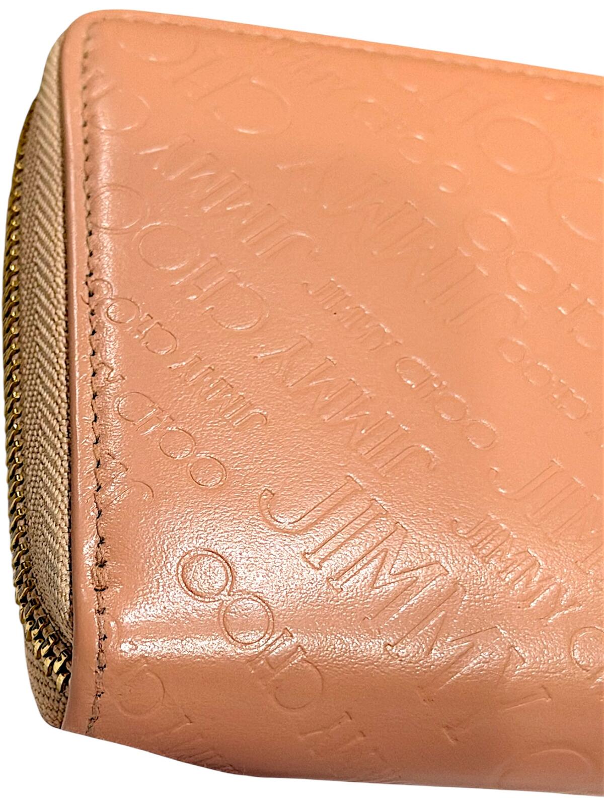 Jimmy Choo Pink Embossed Leather Zip-Around Wallet