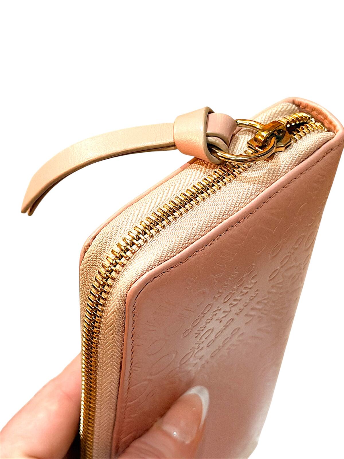 Jimmy Choo Pink Embossed Leather Zip-Around Wallet