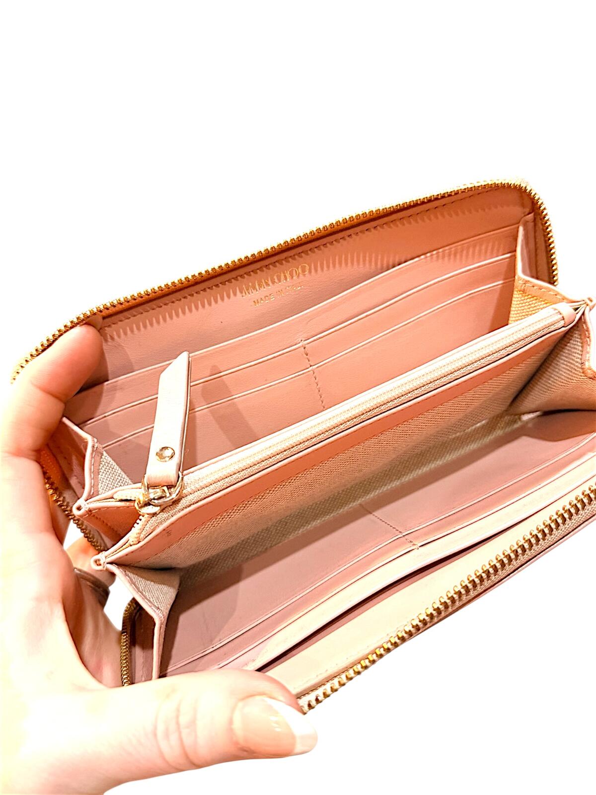 Jimmy Choo Pink Embossed Leather Zip-Around Wallet