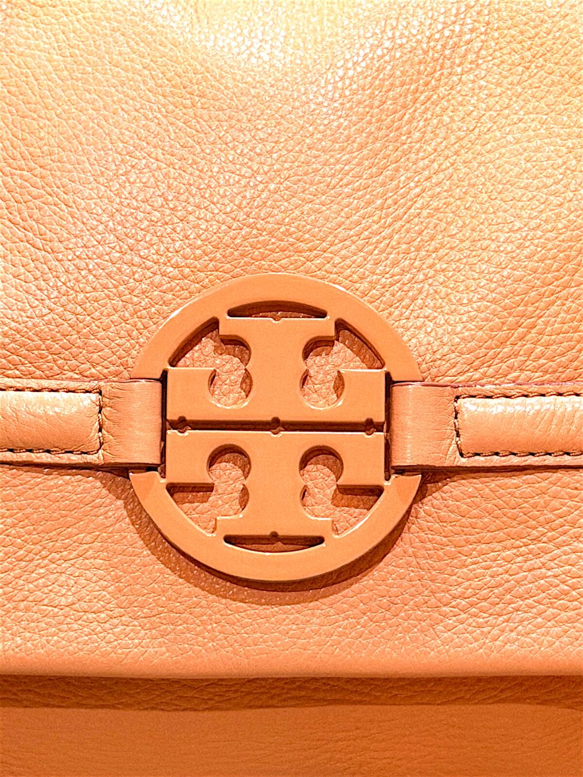 Tory Burch Pebbled Leather Crossbody Bag in Peach