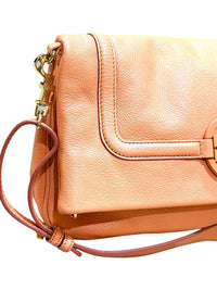 Tory Burch Pebbled Leather Crossbody Bag in Peach