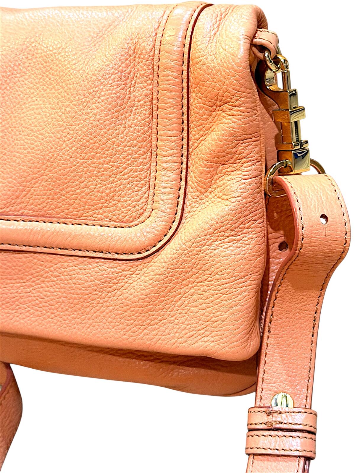 Tory Burch Pebbled Leather Crossbody Bag in Peach