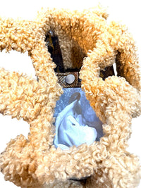 Stand Studio Faux Shearling & Snake Print Tote Bag Beige Brown