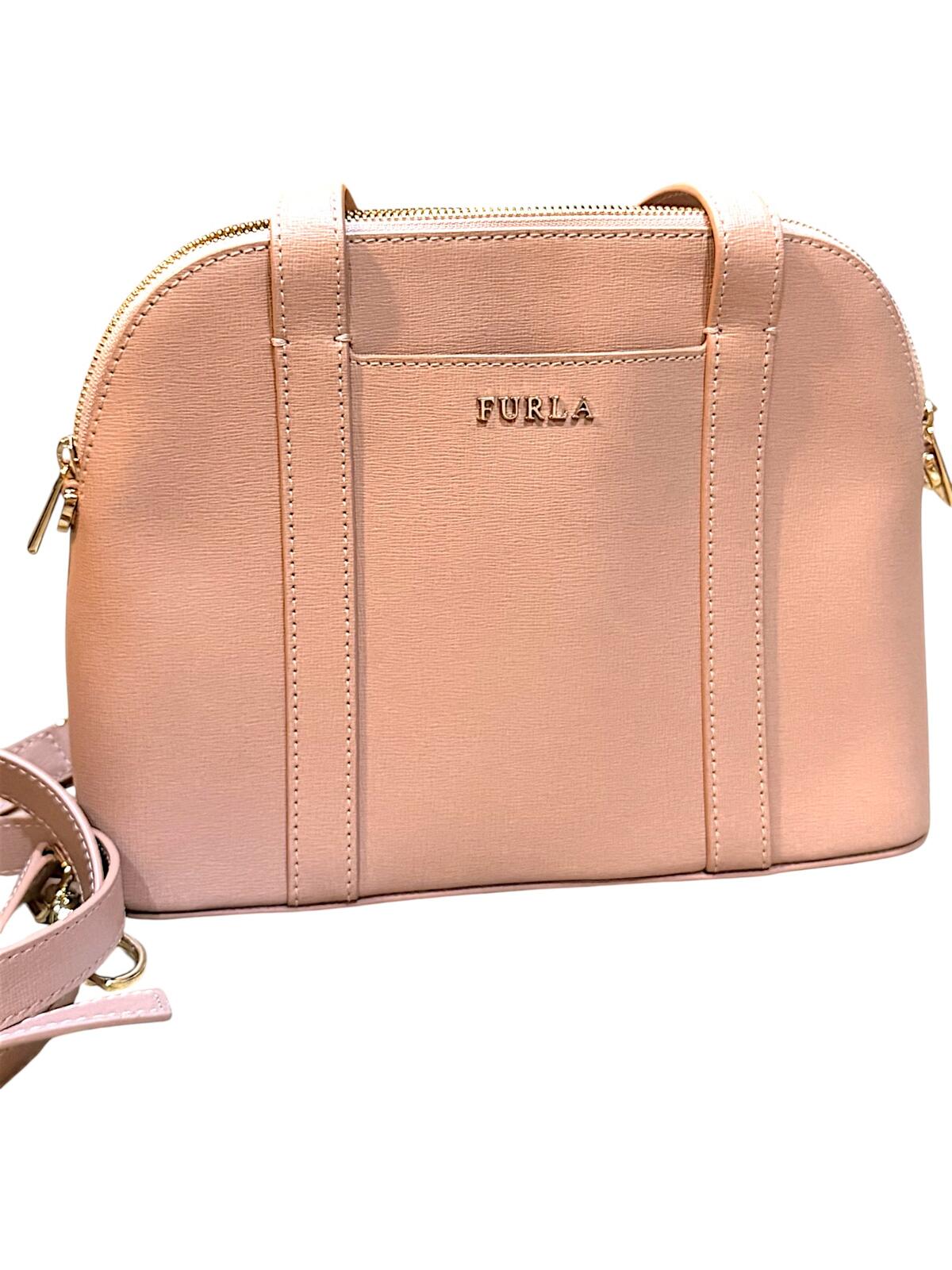 Furla Pink Dome Saffiano Leather Crossbody Bag
