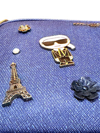 Karl Lagerfeld Denim Blue Crossbody Bag with Decorative Pins