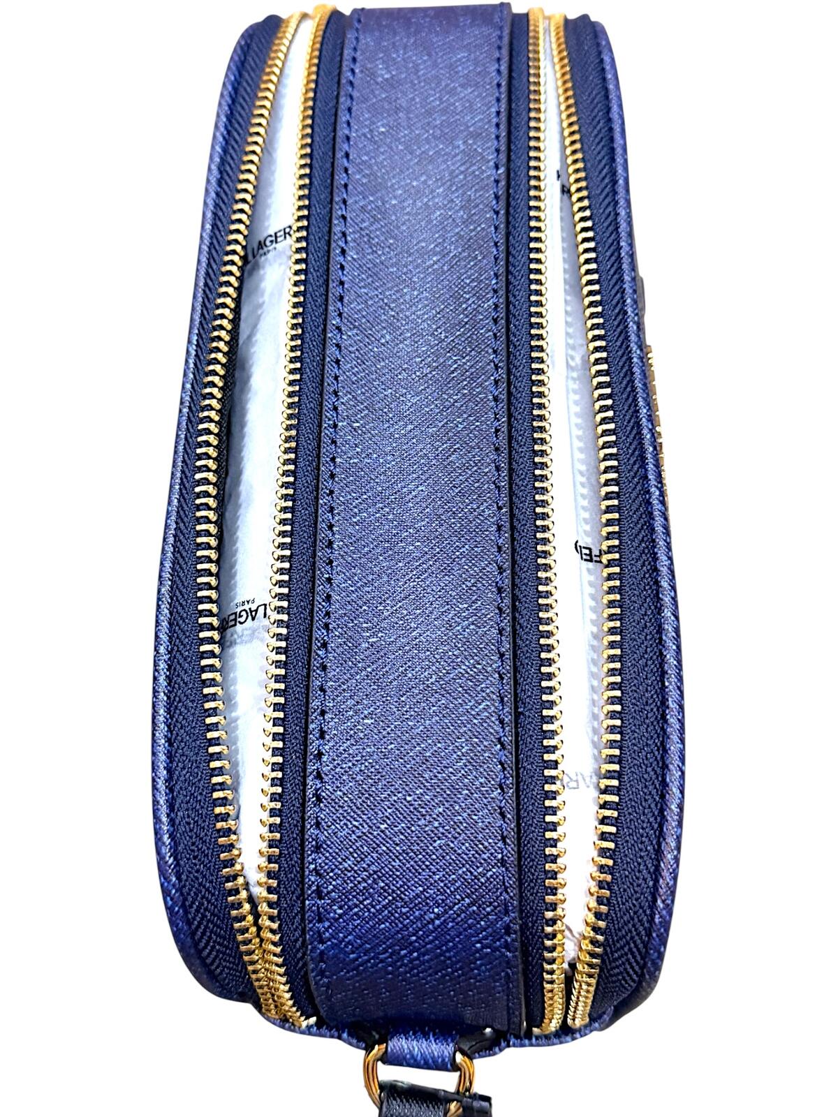 Karl Lagerfeld Denim Blue Crossbody Bag with Decorative Pins