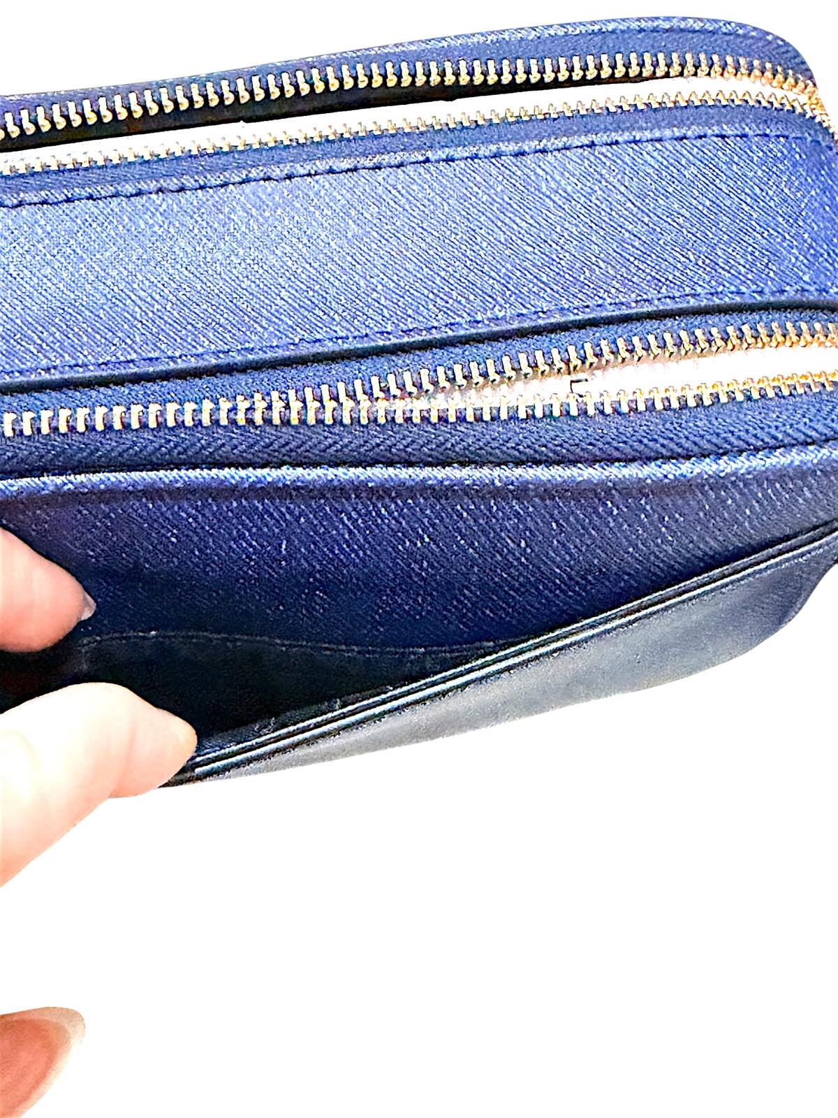 Karl Lagerfeld Denim Blue Crossbody Bag with Decorative Pins
