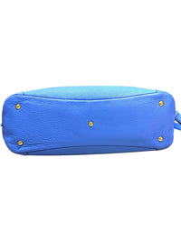 MCM First Lady Pebbled Leather Satchel Crossbody Bag Blue