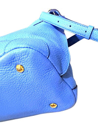 MCM First Lady Pebbled Leather Satchel Crossbody Bag Blue