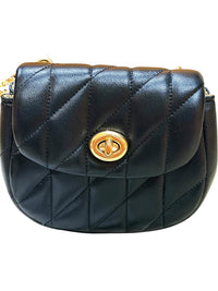 Coach Quilted Leather Turnlock Crossbody Bag C018 NWT Black Gold