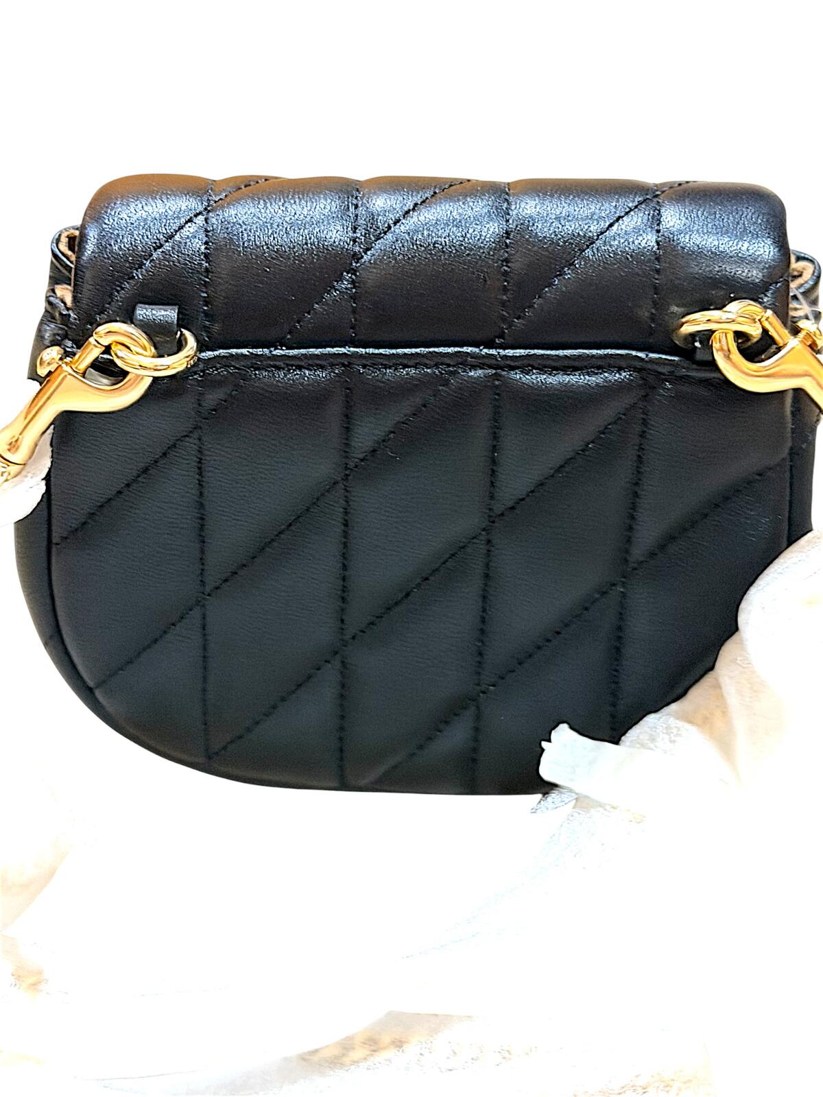 Coach Quilted Leather Turnlock Crossbody Bag C018 NWT Black Gold