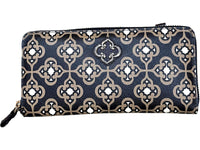 Brighton Printed Crossbody Wallet Pouch Black Silver-Tone Hardware