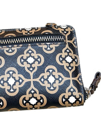 Brighton Printed Crossbody Wallet Pouch Black Silver-Tone Hardware