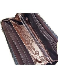 Brighton Printed Crossbody Wallet Pouch Black Silver-Tone Hardware