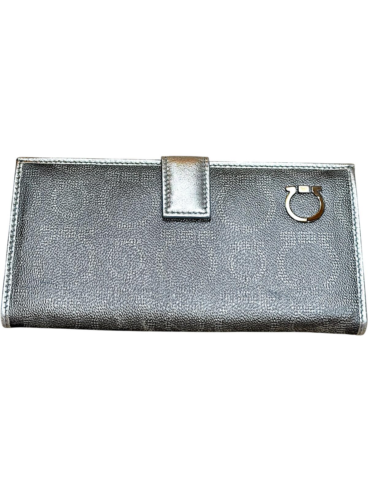 Salvatore Ferragamo Silver Leather Wallet NWOT