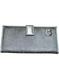 Salvatore Ferragamo Silver Leather Wallet NWOT