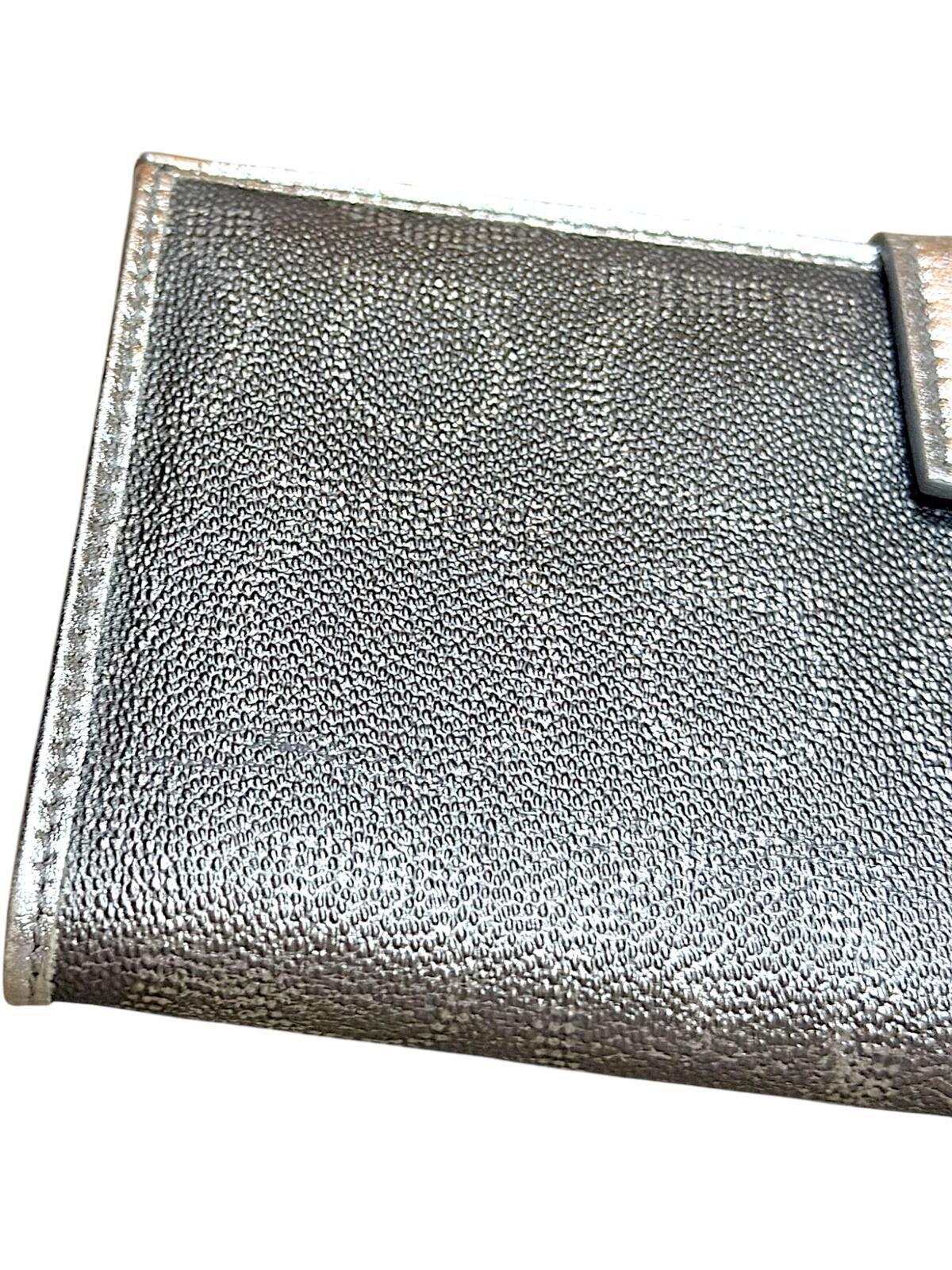 Salvatore Ferragamo Silver Leather Wallet NWOT